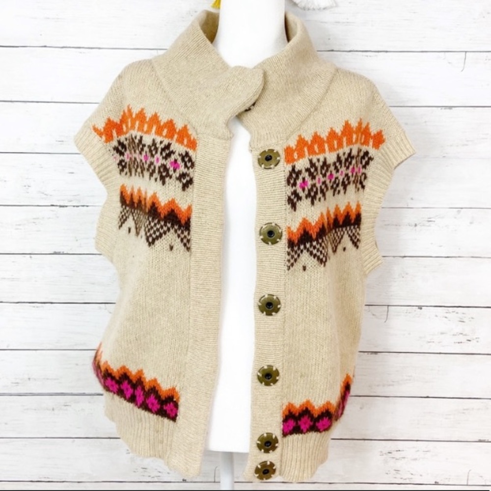 Free People Fair Isle Lambs wool Sweater Cardigan